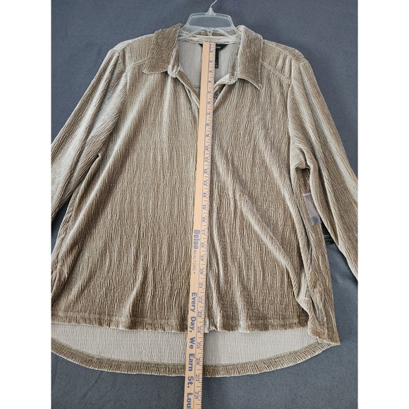 NWT Ali Miles PL Velvet/Velour Beige Wearable Art Blouse Shirt Top Minimalist - Picture 5 of 10